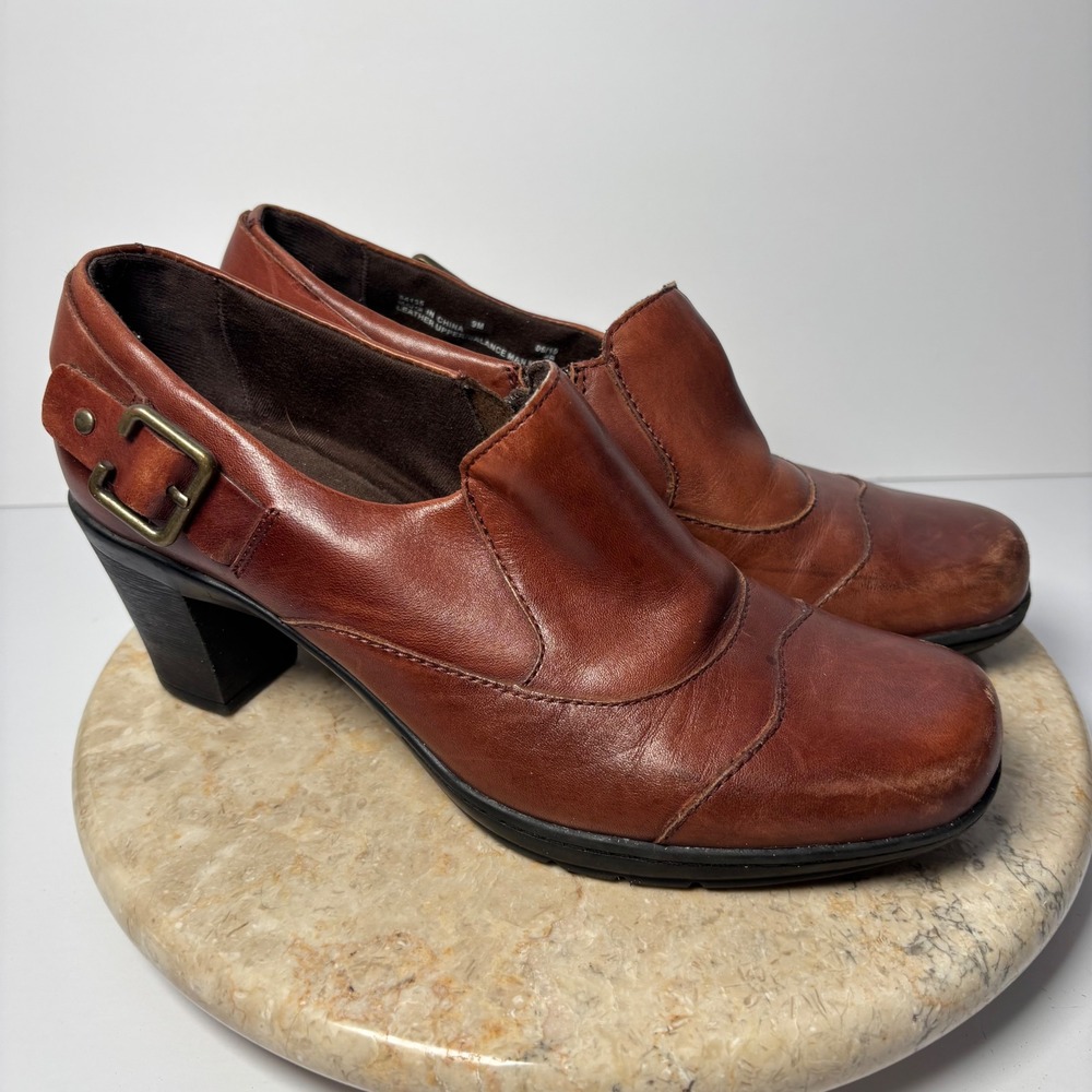 Clarks Bendables Boots Womens 9 M Y2K Buckle Zip Booties Chunky Heel